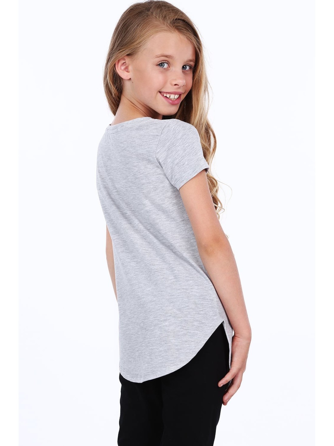 Girls\' tunic with a slit, light gray NDZ8229 - Online store - Boutique